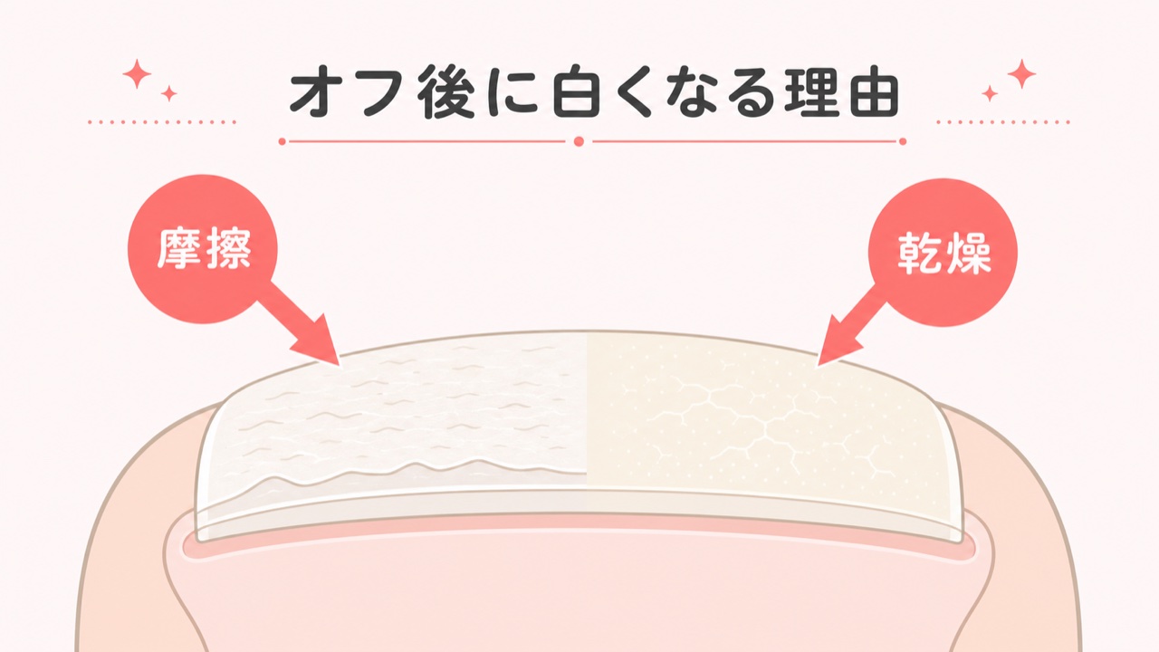 オフ後に爪が白っぽくなる・ザラつく原因を示す模式図