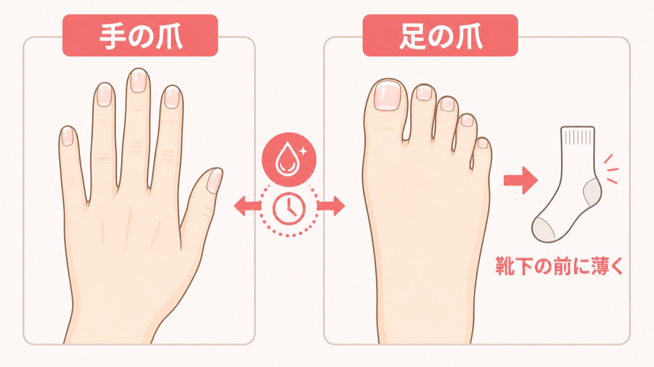 手の爪と足の爪の保湿ケアの違い