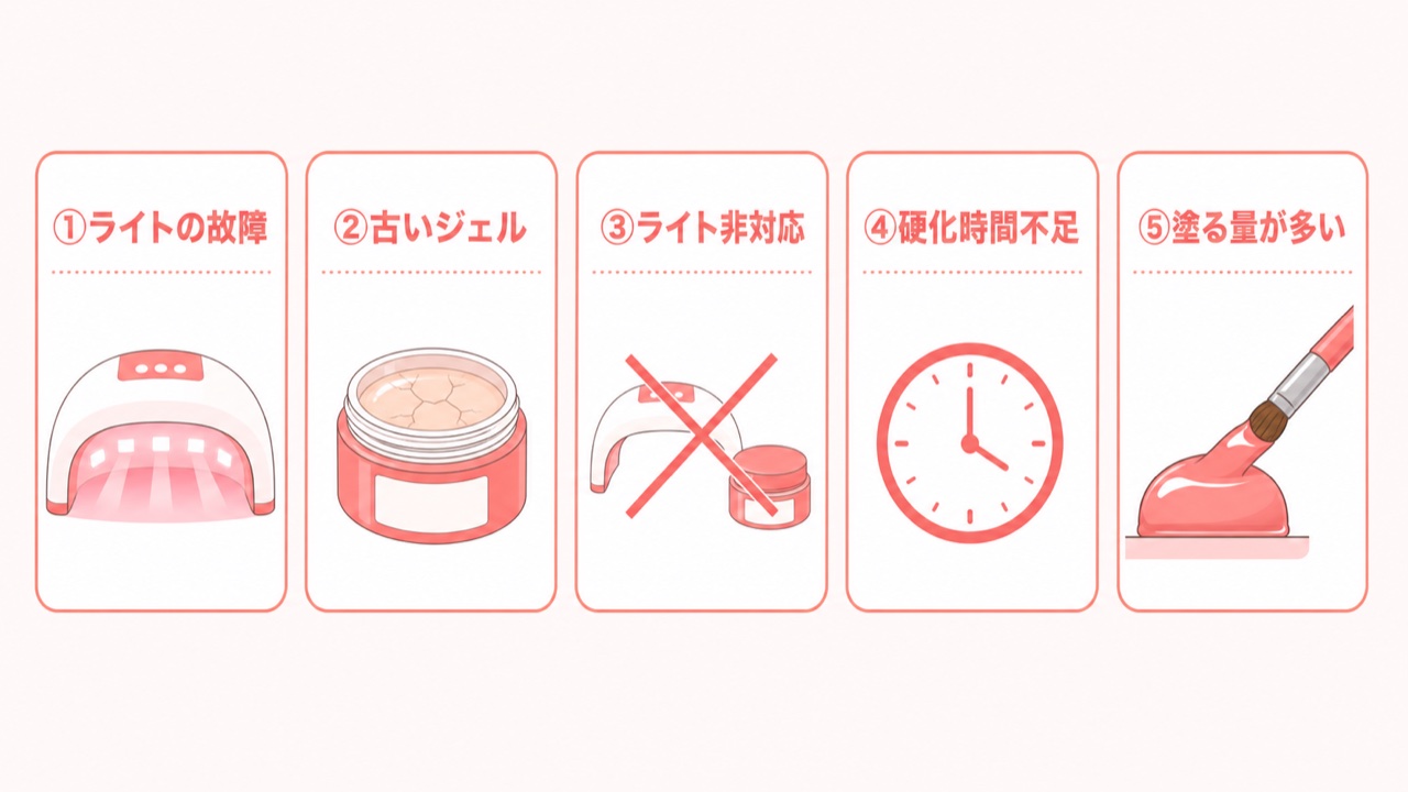 ジェルネイルが固まらない5つの原因チェックリスト
