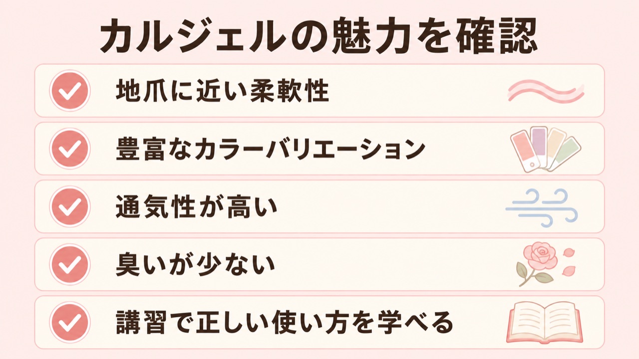 カルジェルが選ばれる7つの魅力チェックリスト
