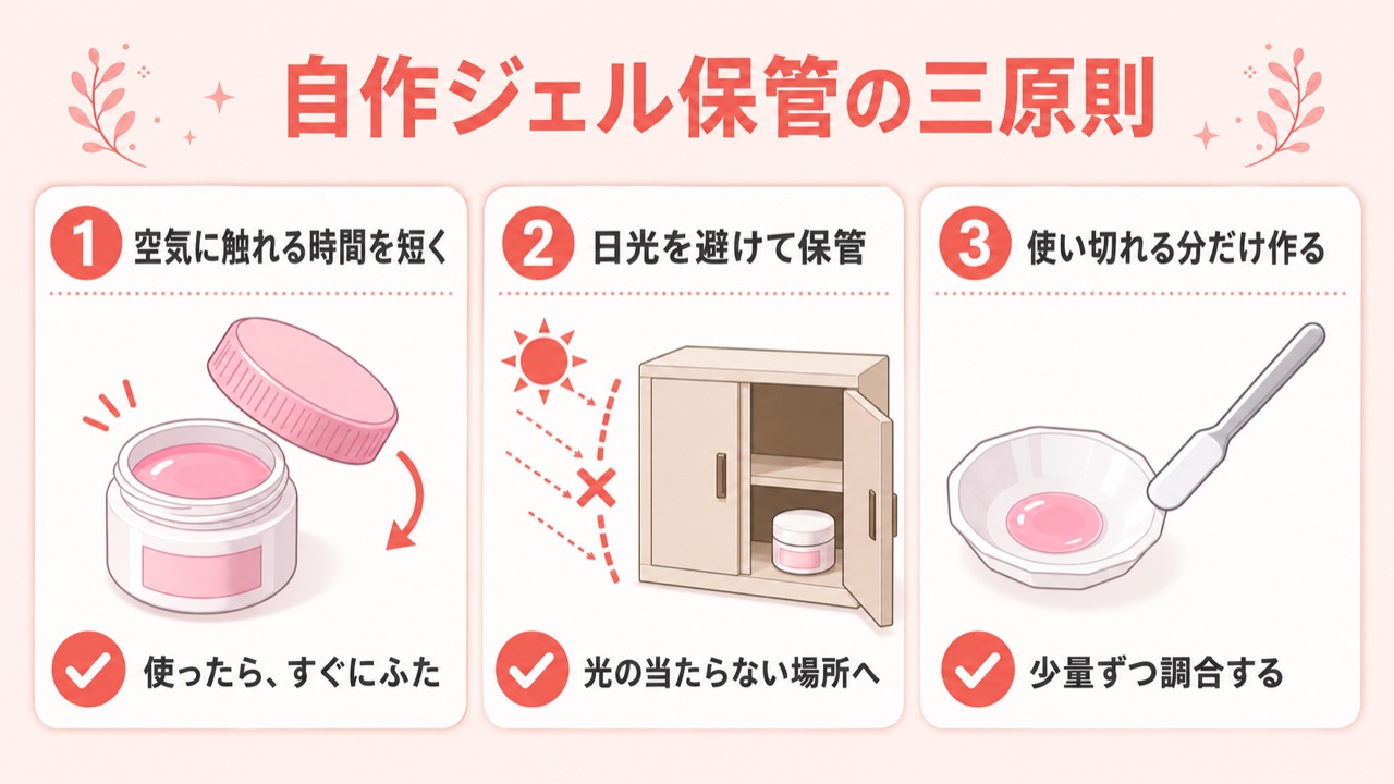 自作カラージェルを保管するときの注意点チェックリスト