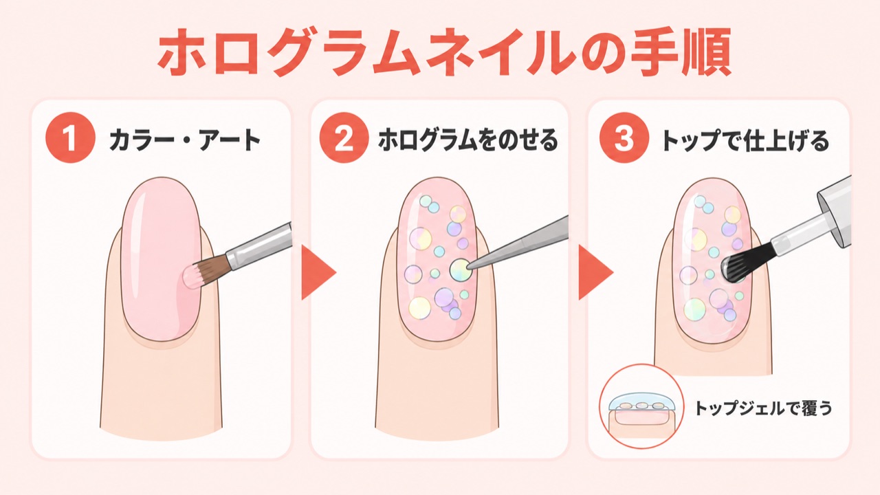 ホログラムネイルの基本のやり方3ステップ
