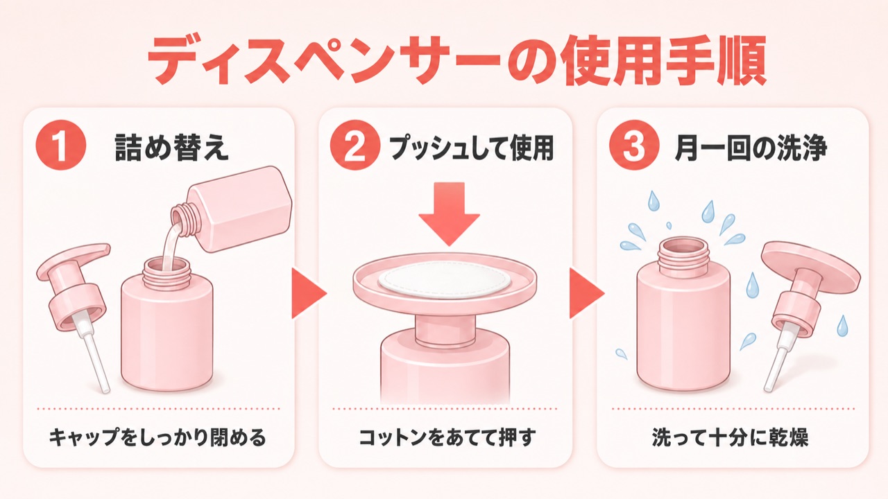 ネイルディスペンサーの使い方とお手入れの手順