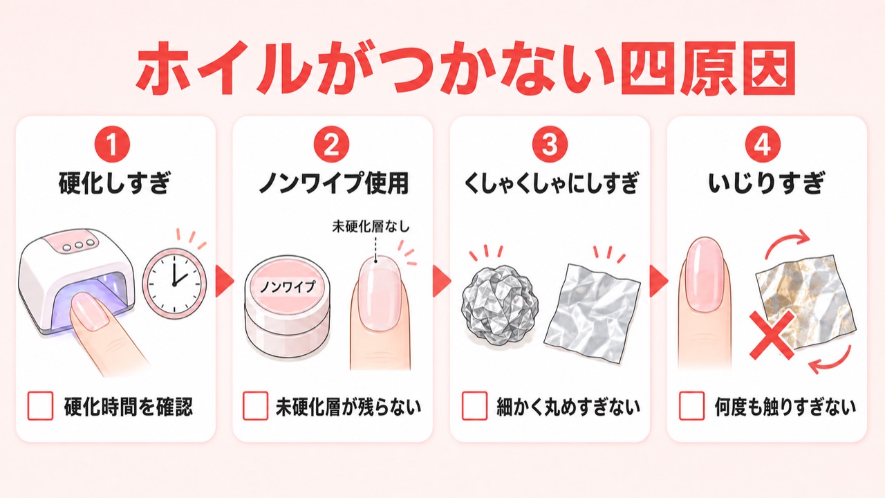 ネイルホイルがつかない原因4つのチェックリスト