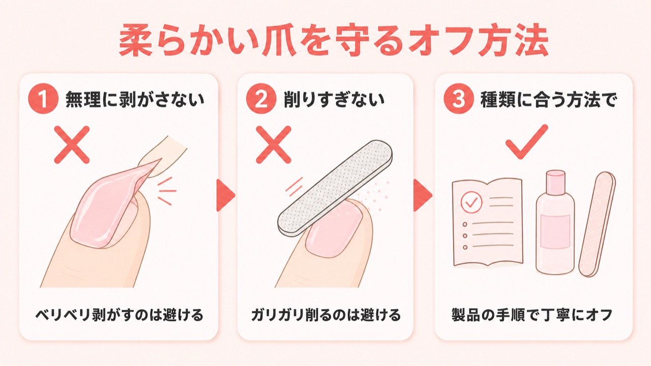 柔らかい爪を傷めないための正しいオフのやり方チェックリスト