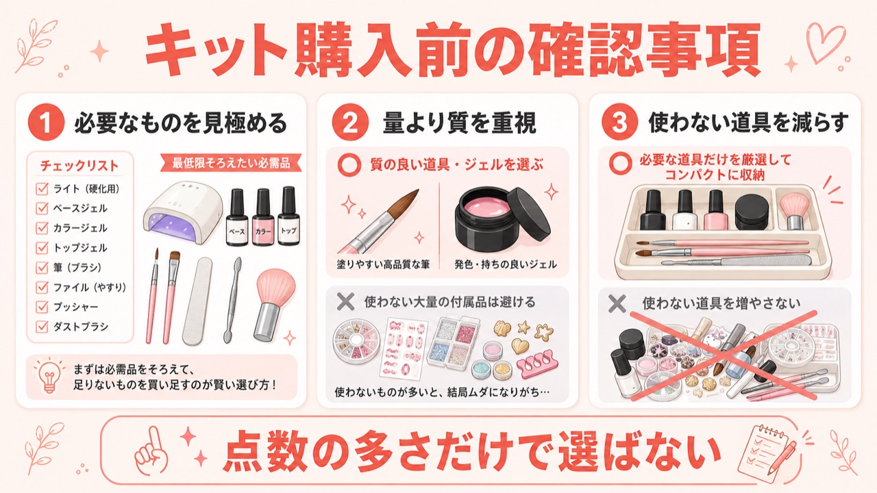 セルフジェルネイルのスターターキット購入前チェックリスト